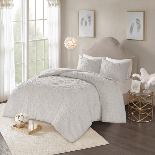 Gray Medallion Full/Queen 3-pc. Comforter Set