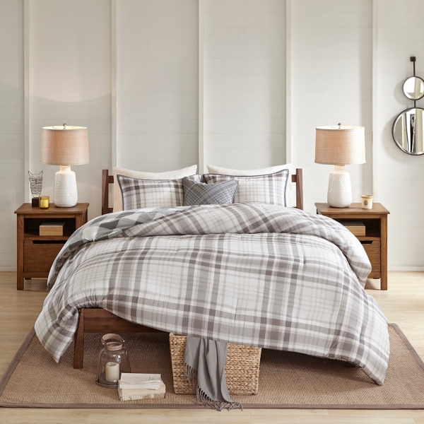 Gray Plaid California King 4 Pc Comforter Set Kirklands