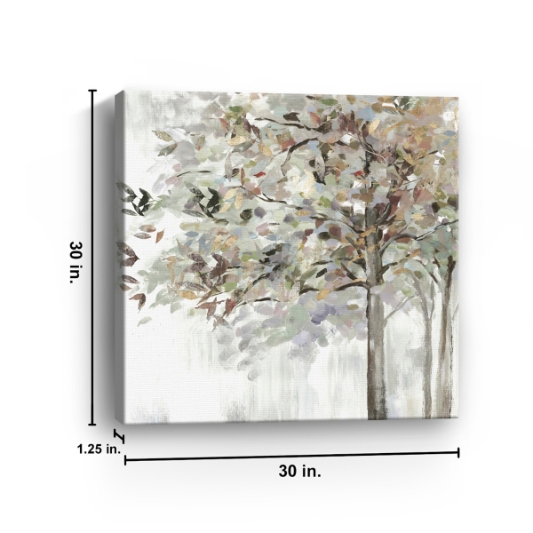 Autumn Leaves Neutral Giclee Canvas Art, 30x30 in.