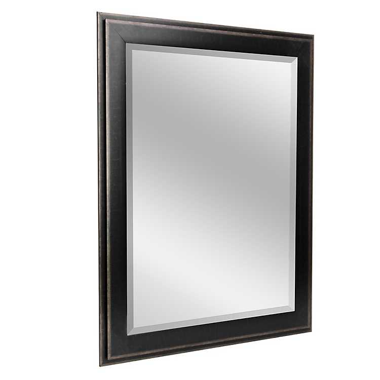Black Two Step Beveled Frame Vanity, Mirrored Wall Decor Square Beveled Mirror