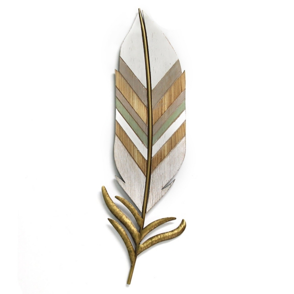 White and Gold Feather Wall Plaque Kirklands Home