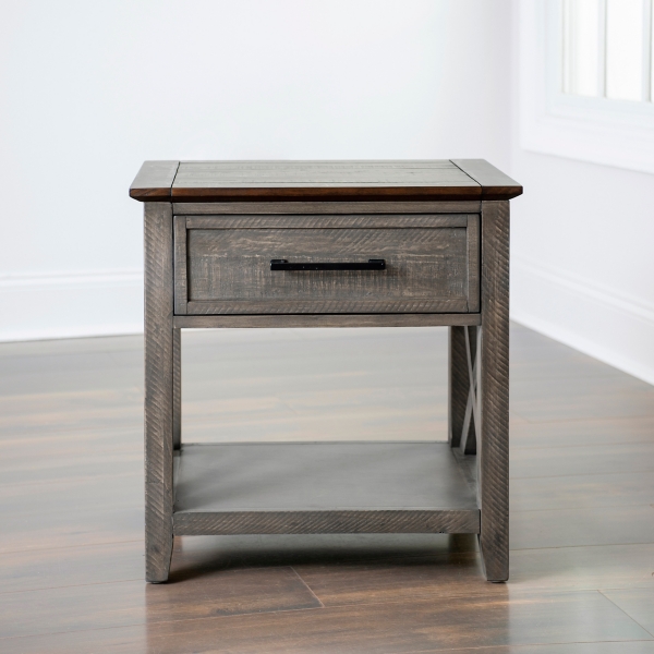 Gray and Brown Jackson Side Table with Drawer Kirklands Home