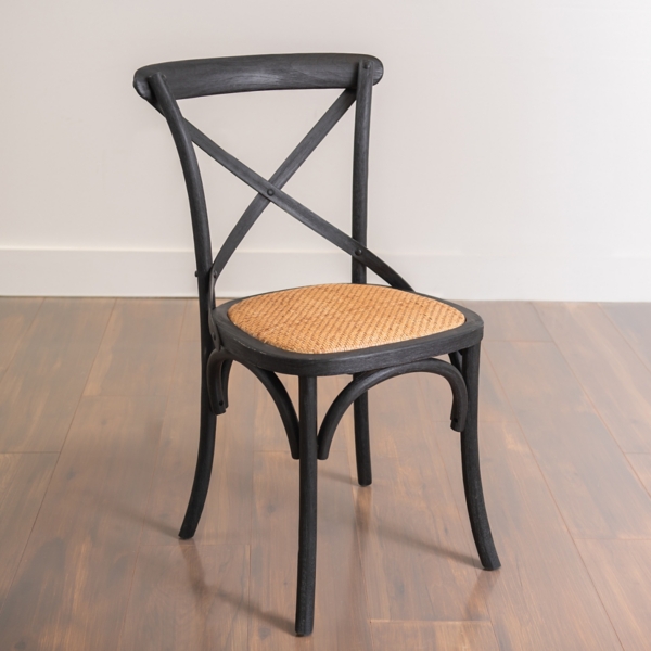 Black wood best sale and cane chair