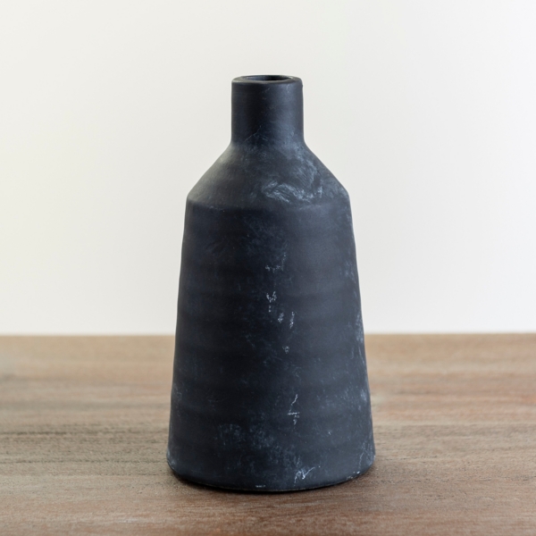 Matte Black Modern Vase, 9 in.