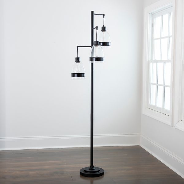 Black globe deals floor lamp