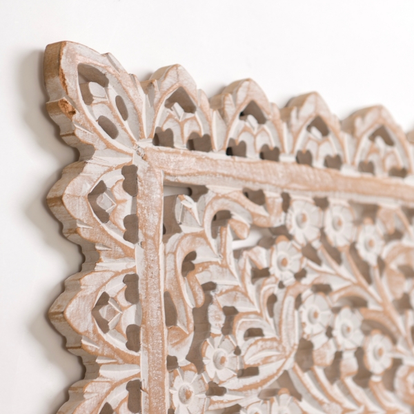 Cream Carved Wooden Wall Plaque