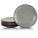Light Gray and Black Trim Salad Plates, Set of 6