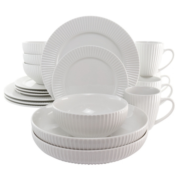 White shop textured dinnerware