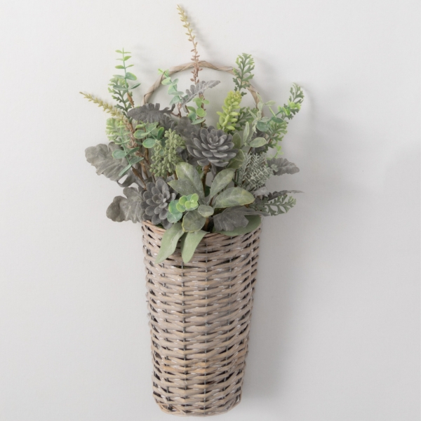 Succulent Wicker Wall Basket Kirklands Home