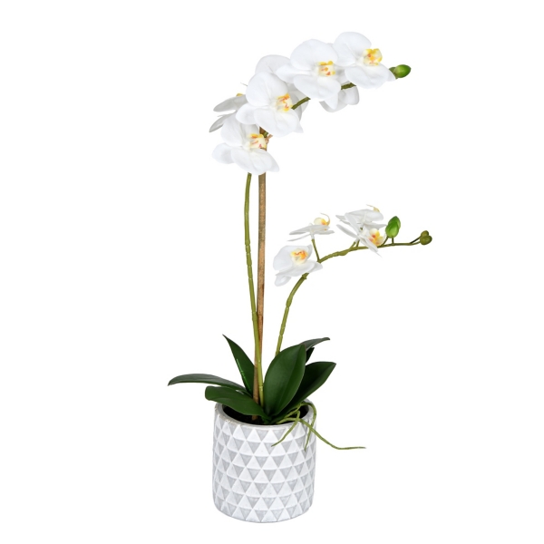 White Orchid Real Touch Arrangement In Ceramic Pot Kirklands