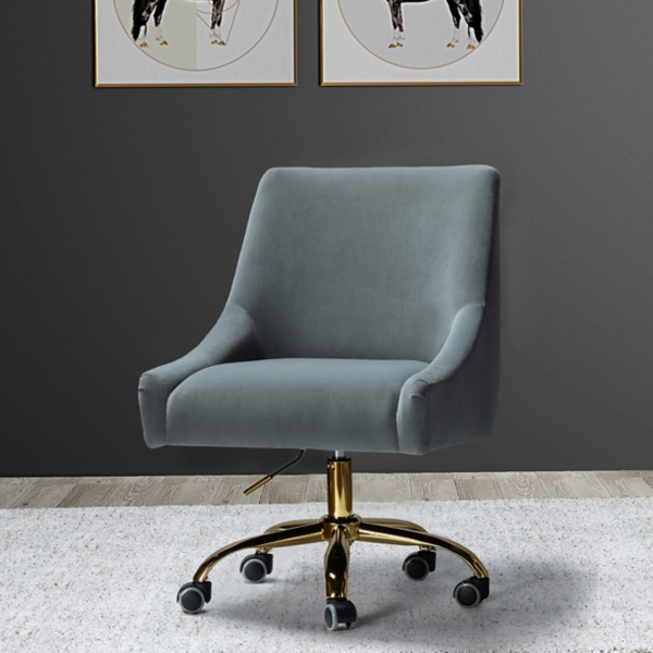 Lili Gray Velvet Golden Office Chair Kirklands Home
