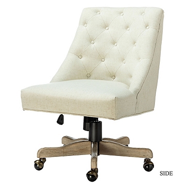 Velvet Tufted Gold Leg Swivel Office Chair, Gray, 26L x 24.5w 32.5H , Metal/Other | Kirkland's Home