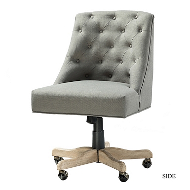 Velvet Tufted Gold Leg Swivel Office Chair, Gray, 26L x 24.5w 32.5H , Metal/Other | Kirkland's Home