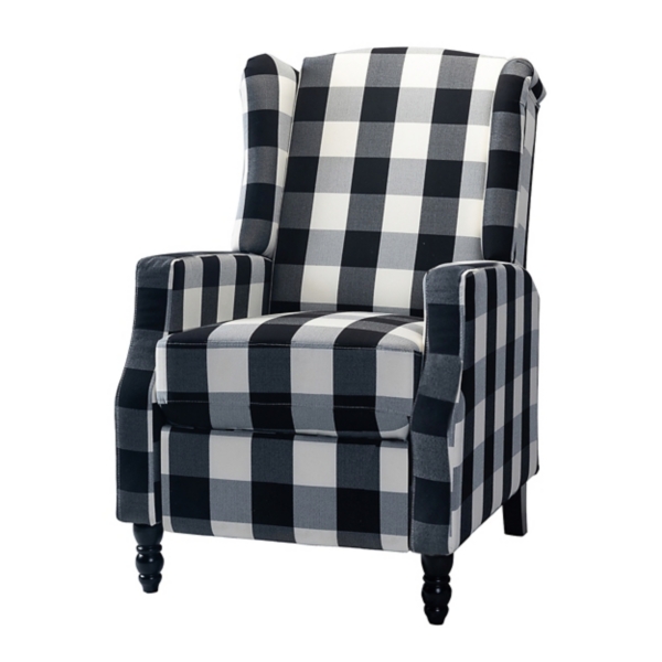 Black and White Buffalo Check Wingback Recliner Kirklands Home