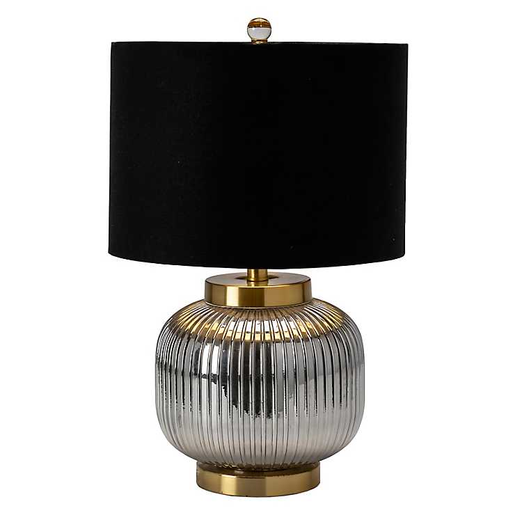 Gold And Black Glass Table Lamp, Gold Lamp With Black Shade