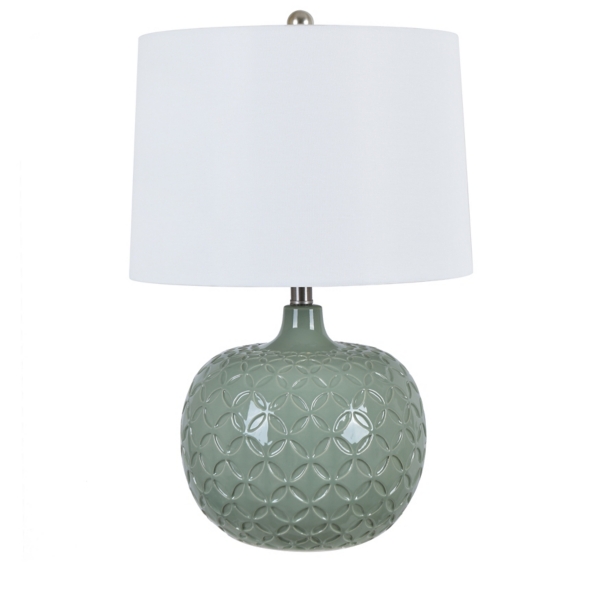 Sage Green Geometric Pattern Ceramic Table Lamp Kirklands