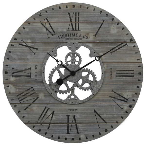 Gray Shiplap Gears Wall Clock Kirklands Home