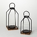 Glass and Black Metal Open Frame 2-pc. Lantern Set