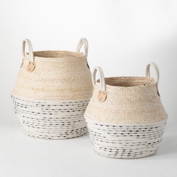 Multicolor Natural Maize Woven Baskets, Set of 2 | Kirklands Home