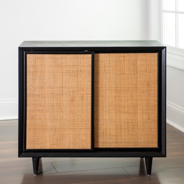 Shelby Black and Natural Cane Cabinet | Kirklands Home