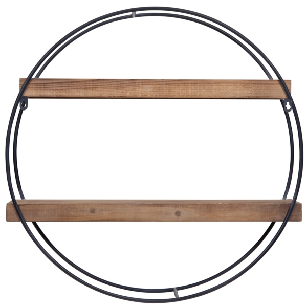 Metal Frame Round Wooden Wall Shelf Kirklands Home
