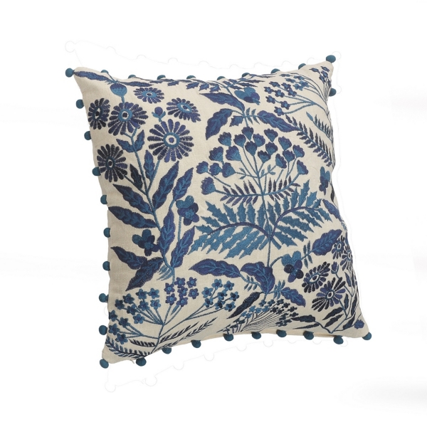 Navy and White Chinoiserie Floral Pillow