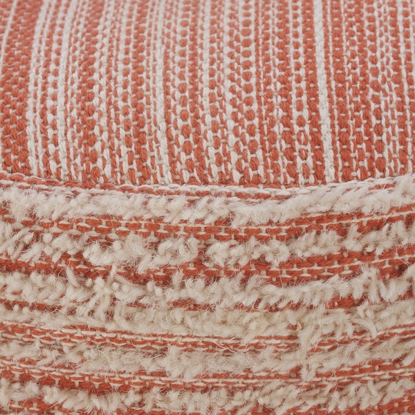 Coral Tropical Textured Distressed Pouf