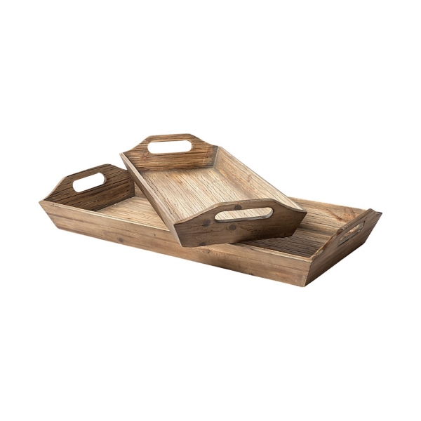 Light Brown Wood Trays, Set of 2 Kirklands Home