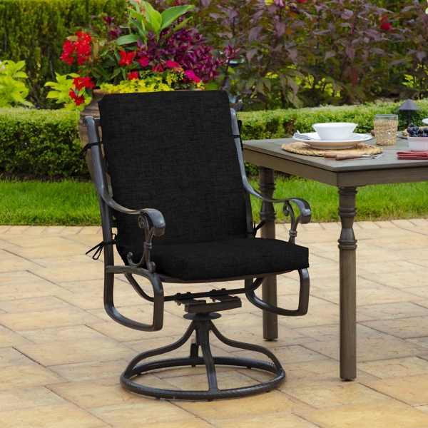 Black Leala Texture Outdoor Dining Chair Cushion