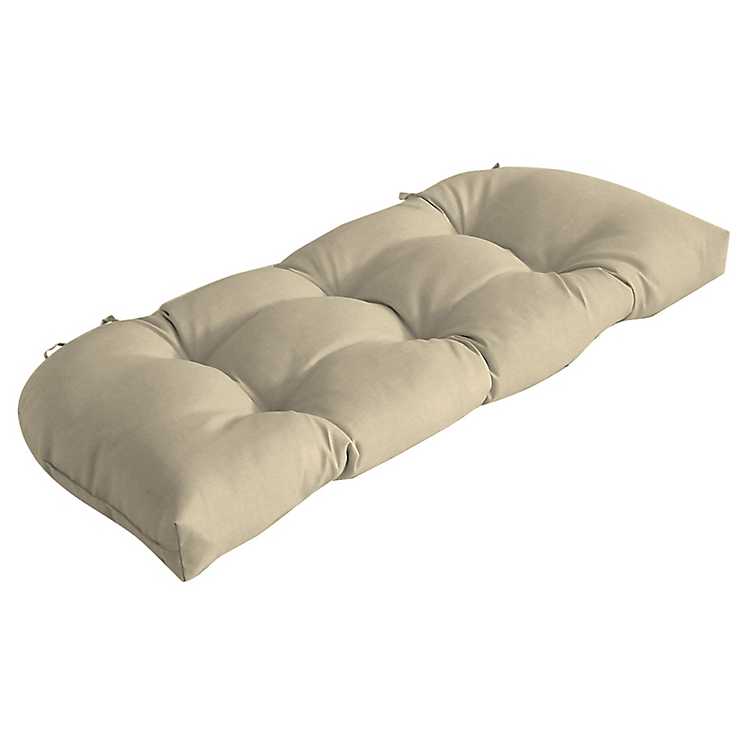 Pillow Perfect Indoor/Outdoor Taupe Textured Solid Wicker Loveseat Cushion 