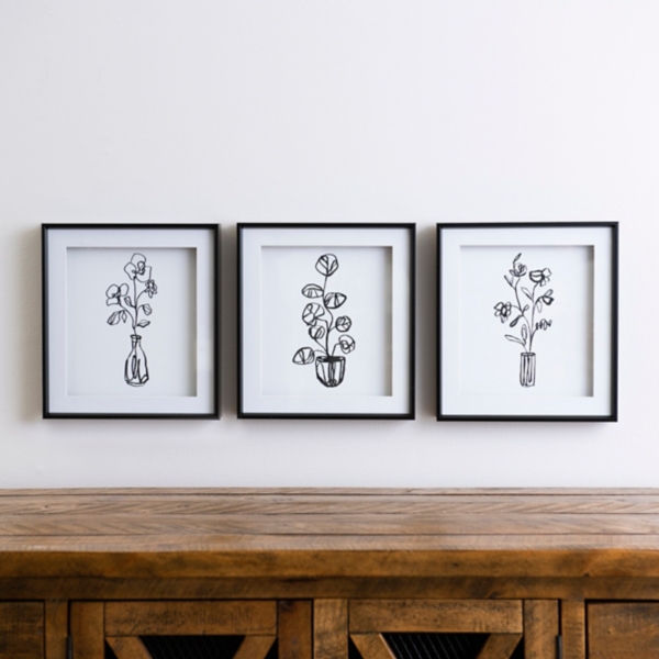 black and white wall art set of 3