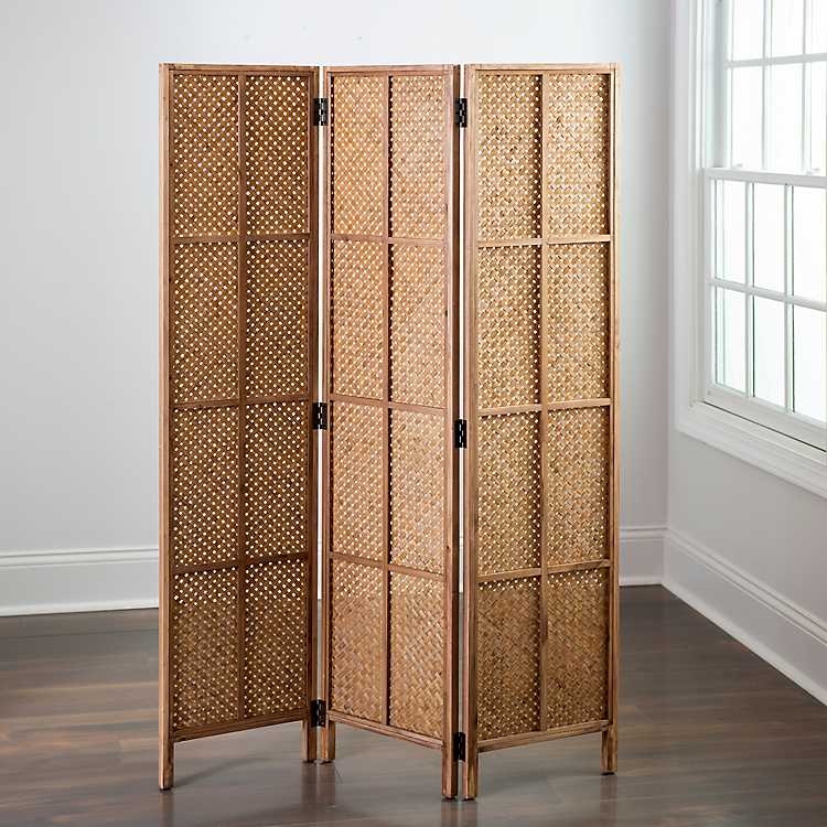 NEW Bamboo 3 Panel Asian Organic Wood Screen Room Divider Indoor/Outdoor 64"x54 
