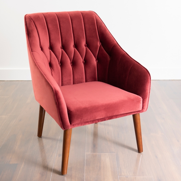 Laura Cranberry Velvet Accent Chair