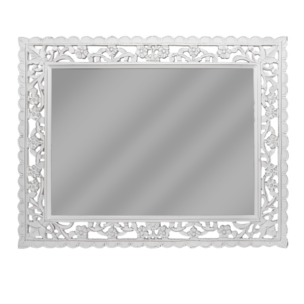 White Handcarved Wood Panel Wall Mirror Kirklands Home