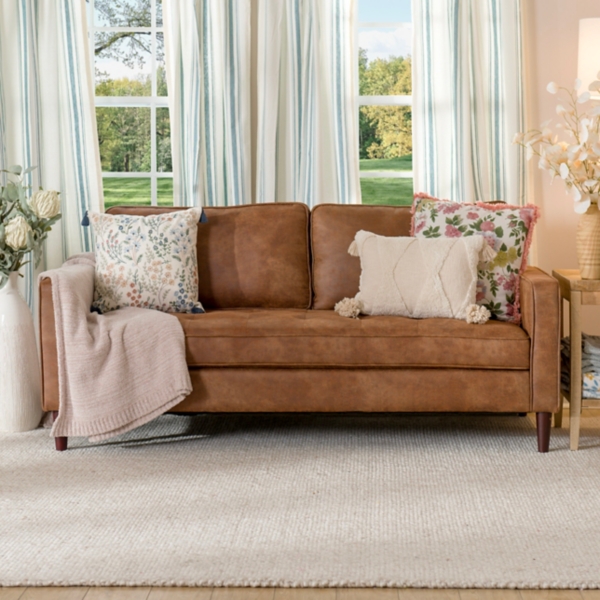 Brown Wyatt Faux Leather Sofa