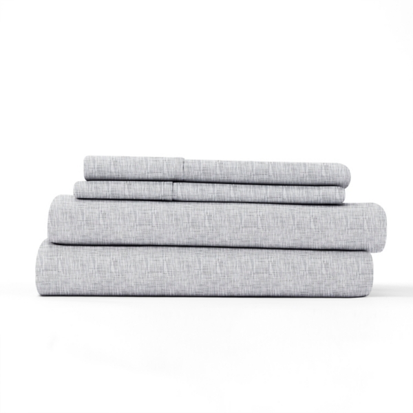 Light Gray Chambray 4-Pc. Queen Bed Sheet Set