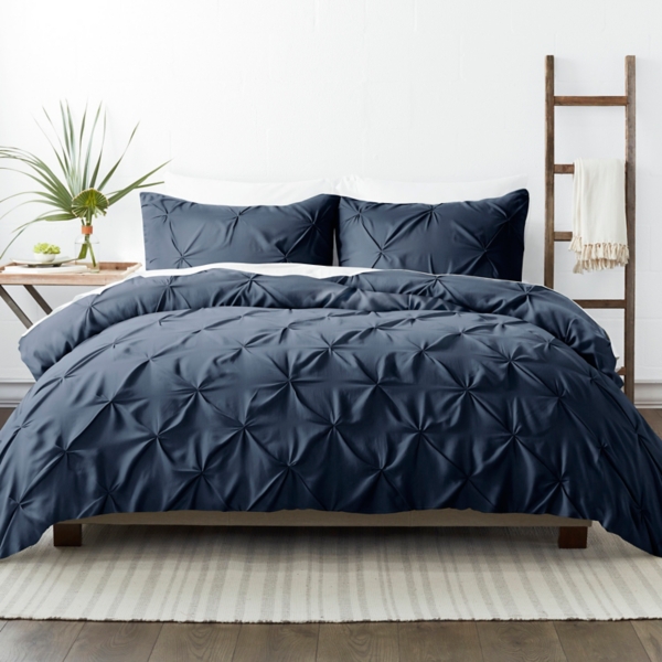 Navy Soft Pinched 3-pc. Twin Duvet Cover Set