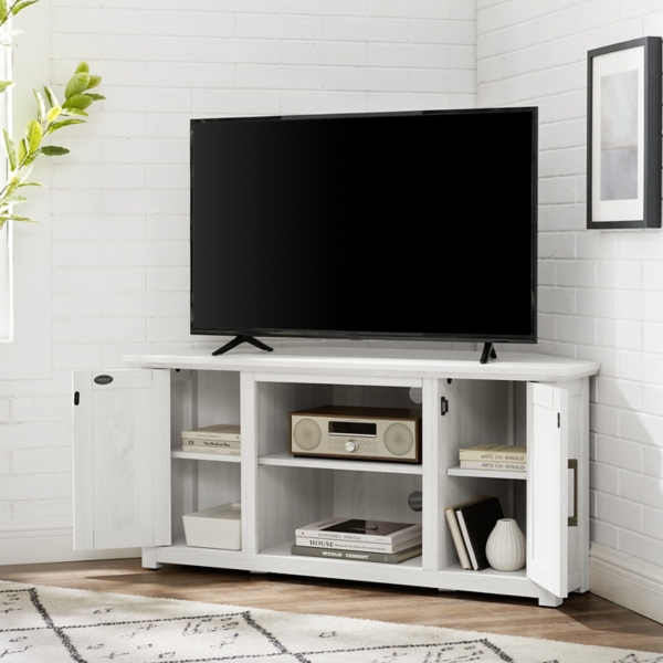 Rustic White Katy-Corner TV Stand