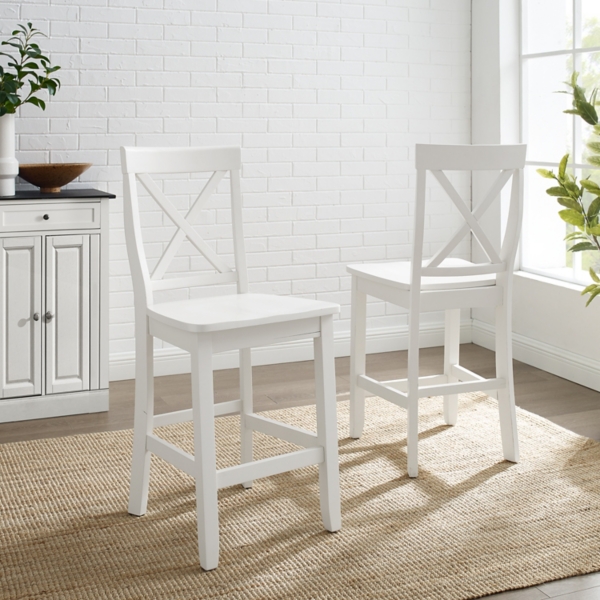 White X Back Farmhouse Counter Stools Set of 2