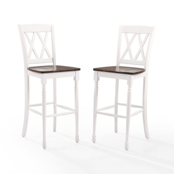 Shelly Classic White Bar Stools, Set of 2