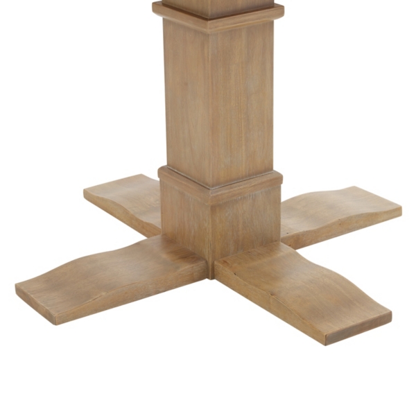 Round Brown Wood Pedestal Base Dining Table