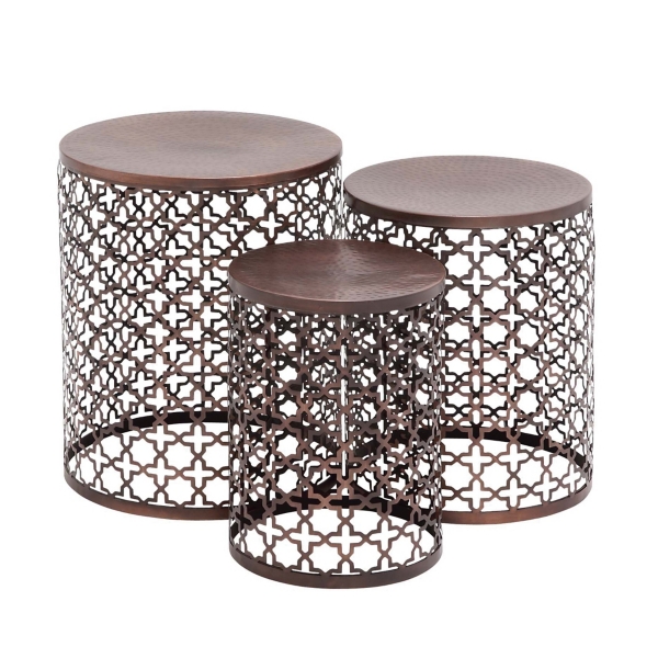 Round Pierced Copper Accent Tables, Set of 3 Kirklands Home