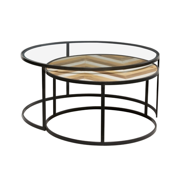 Wood and Glass 2Pc. Nesting Tables Kirklands Home