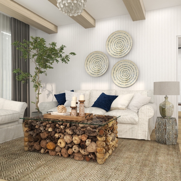 Mussel Shell Hexagonal Accent Table