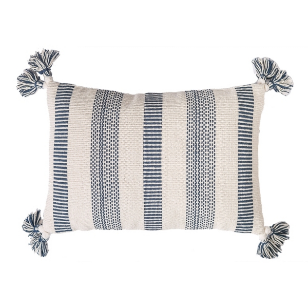 Blue and white lumbar hot sale pillow