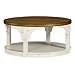 Mary White and Natural Wooden Round Coffee Table
