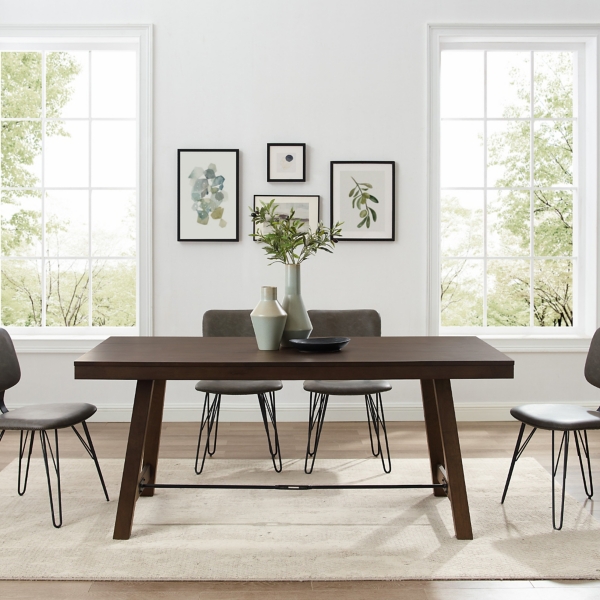 Dark wood dining discount table with bench