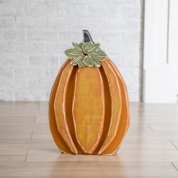 Orange Wood Pumpkin Statue | Kirklands Home