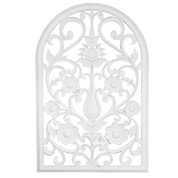 White Ornate Floral Wooden Arch Wall Plaque Kirklands Home