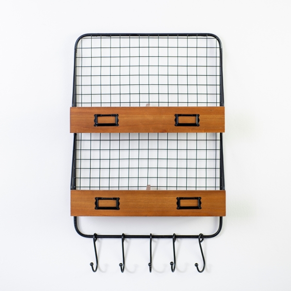 Junis Metal Basket Wall Organizer with Hooks